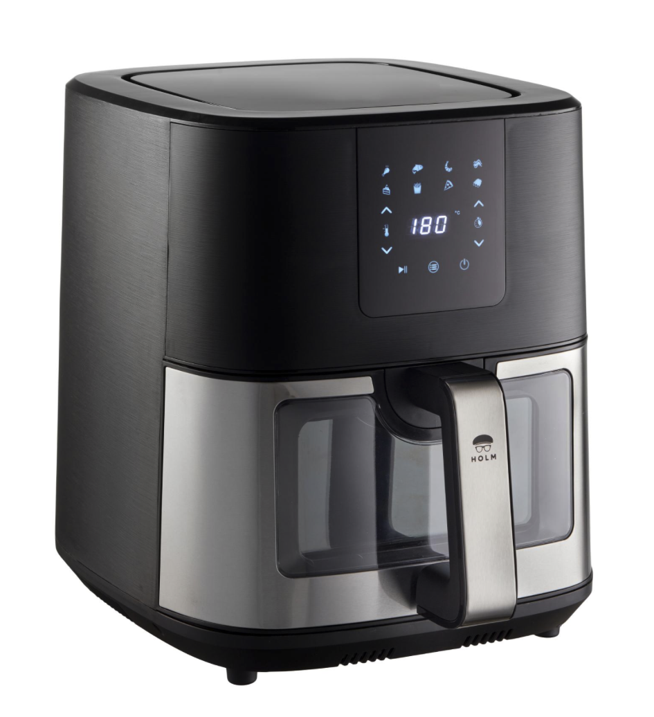 HOLM Airfryer med vindue 9 liter 1700 watt Sort